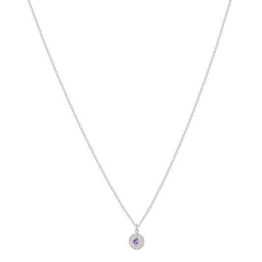 Argento Silver February Birthstone Halo Necklace