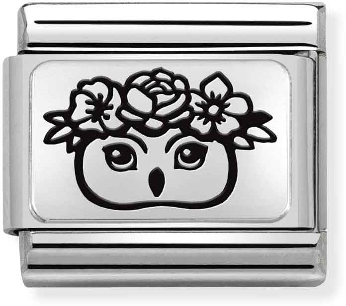 Nomination Owl With Flowers Charm
