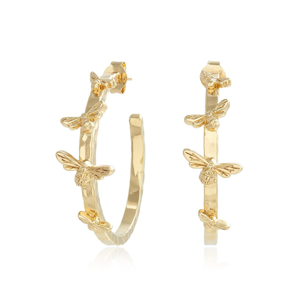 Olivia Burton Gold Lucky Bee Hoop Earrings