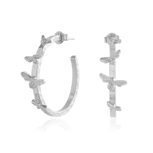 Olivia Burton Silver Lucky Bee Hoop Earrings