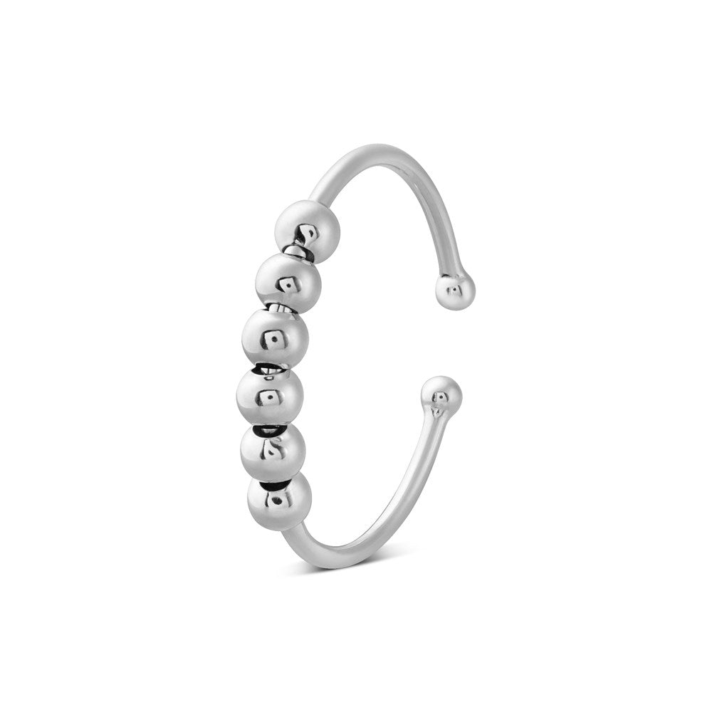 Argento Silver Bead Calm Adjustable Ring