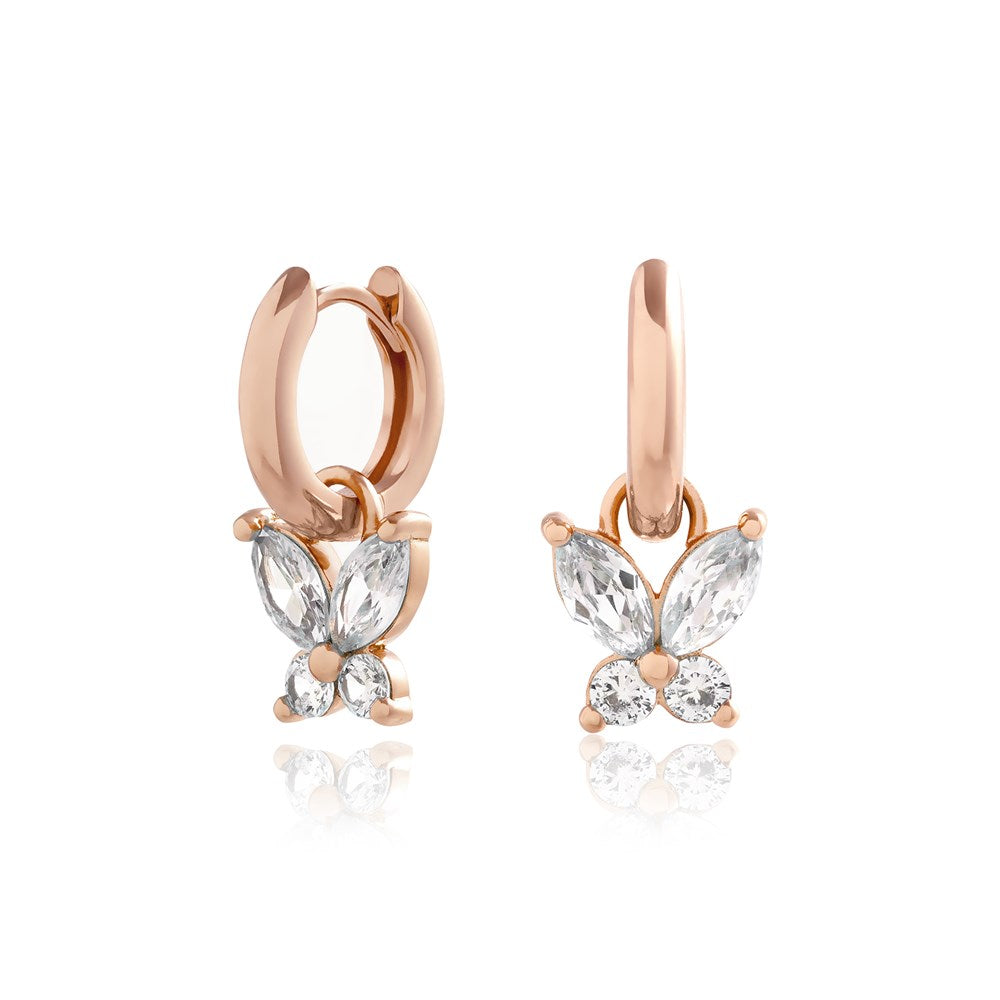 Olivia Burton Rose Gold Marquise Butterfly Huggie Earrings