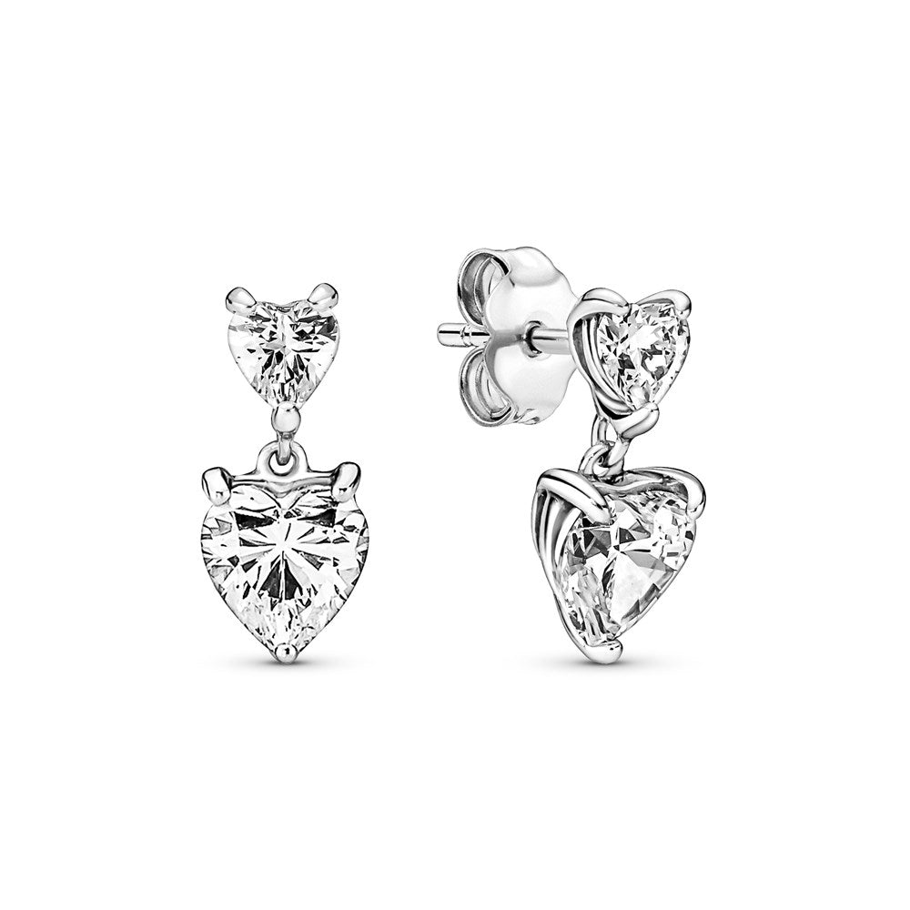 Pandora Double Heart Drop Earrings