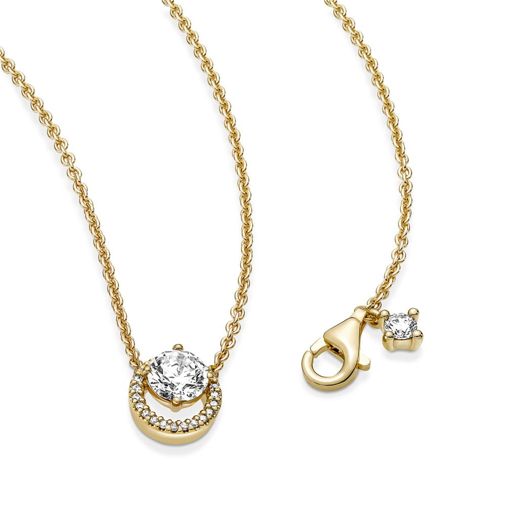 Pandora Gold Sparkling Round Halo Necklace