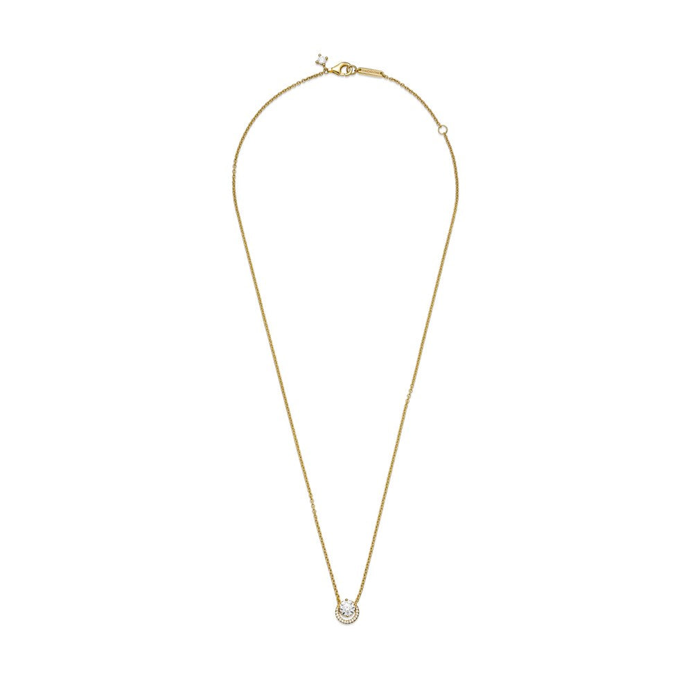 Pandora Gold Sparkling Round Halo Necklace