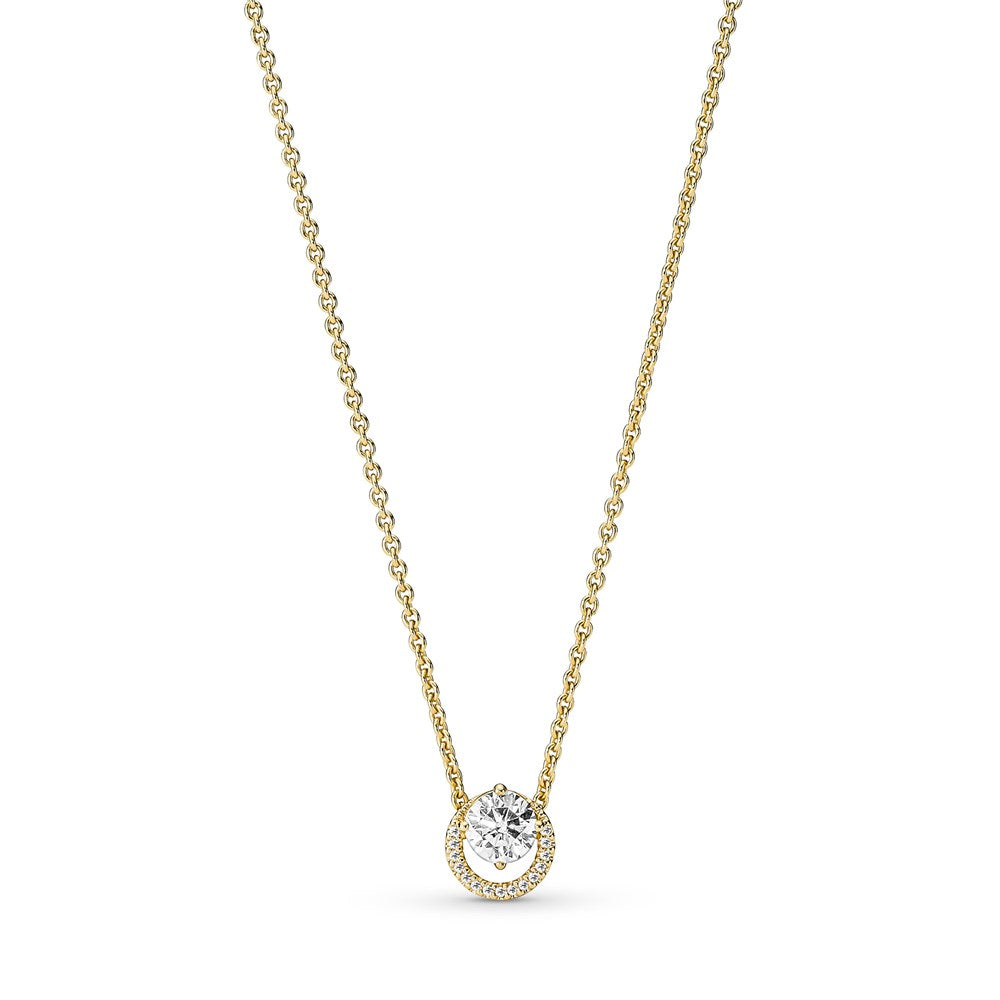 Pandora Gold Sparkling Round Halo Necklace