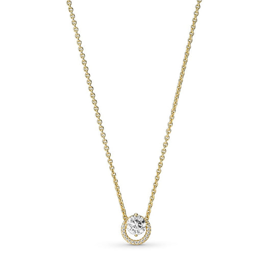 Pandora Gold Sparkling Round Halo Necklace