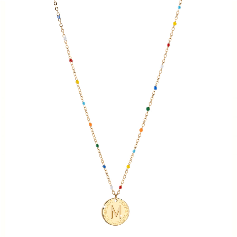 Rebecca Gold Rainbow Letter A Necklace