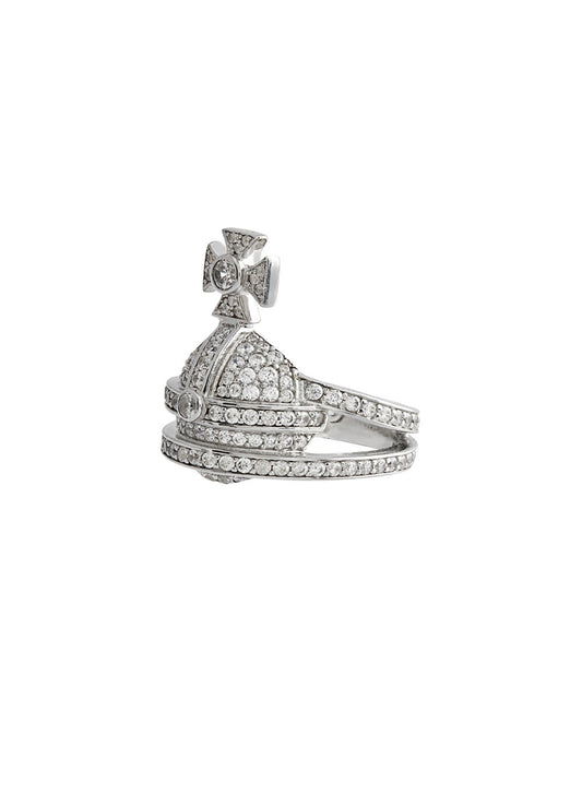 Vivienne Westwood Sterling Silver Crystal Orb Ring