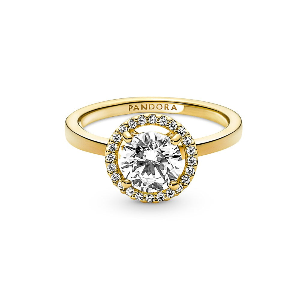 Pandora Gold Sparkling Round Halo Ring