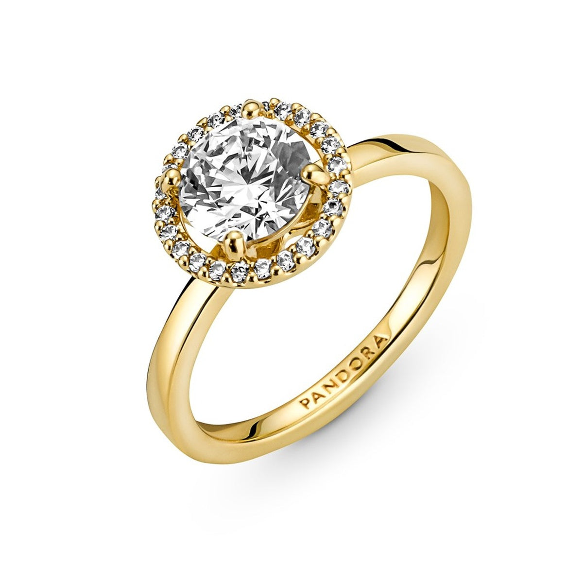 Pandora Gold Sparkling Round Halo Ring