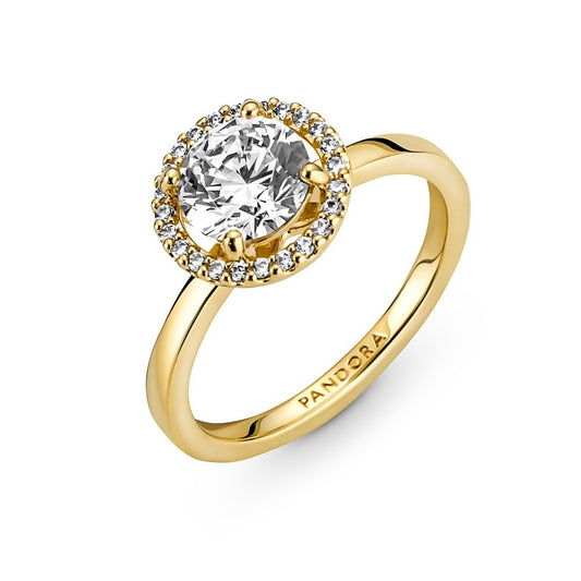 Pandora Gold Sparkling Round Halo Ring