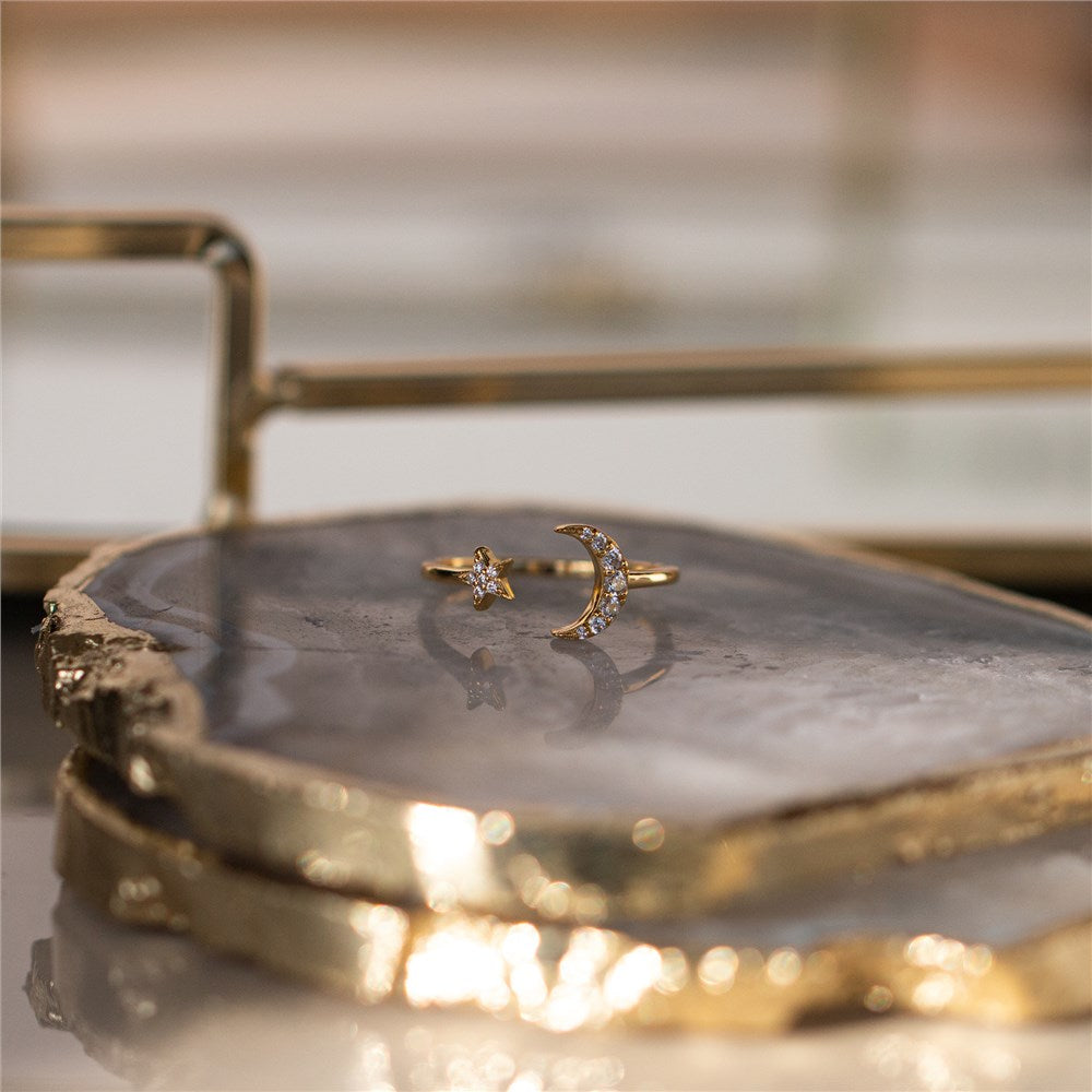 Seek + Find Shine Gold Interstellar Adjustable Ring