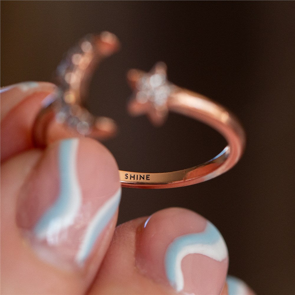Seek + Find Shine Rose Gold Interstellar Adjustable Ring
