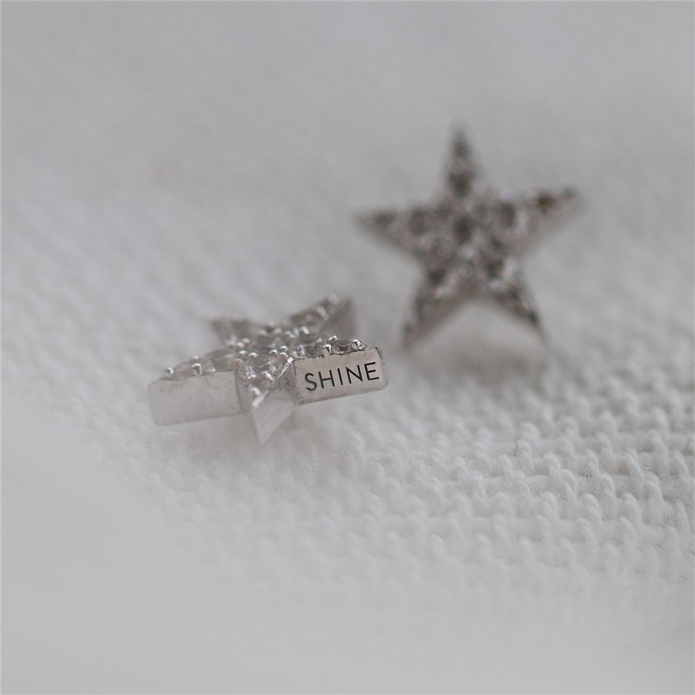Seek + Find Shine Silver Star Stud Earrings