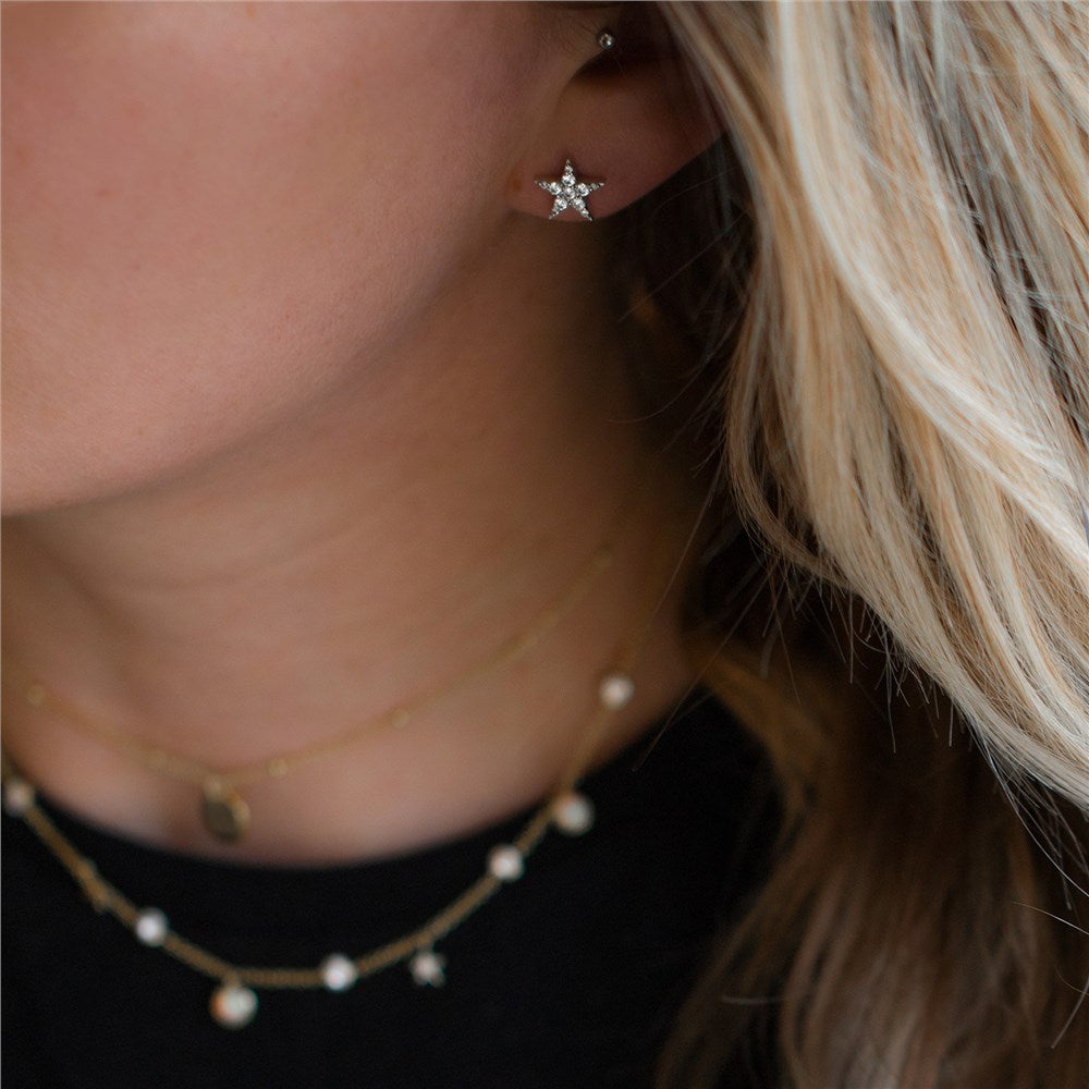 Seek + Find Shine Silver Star Stud Earrings