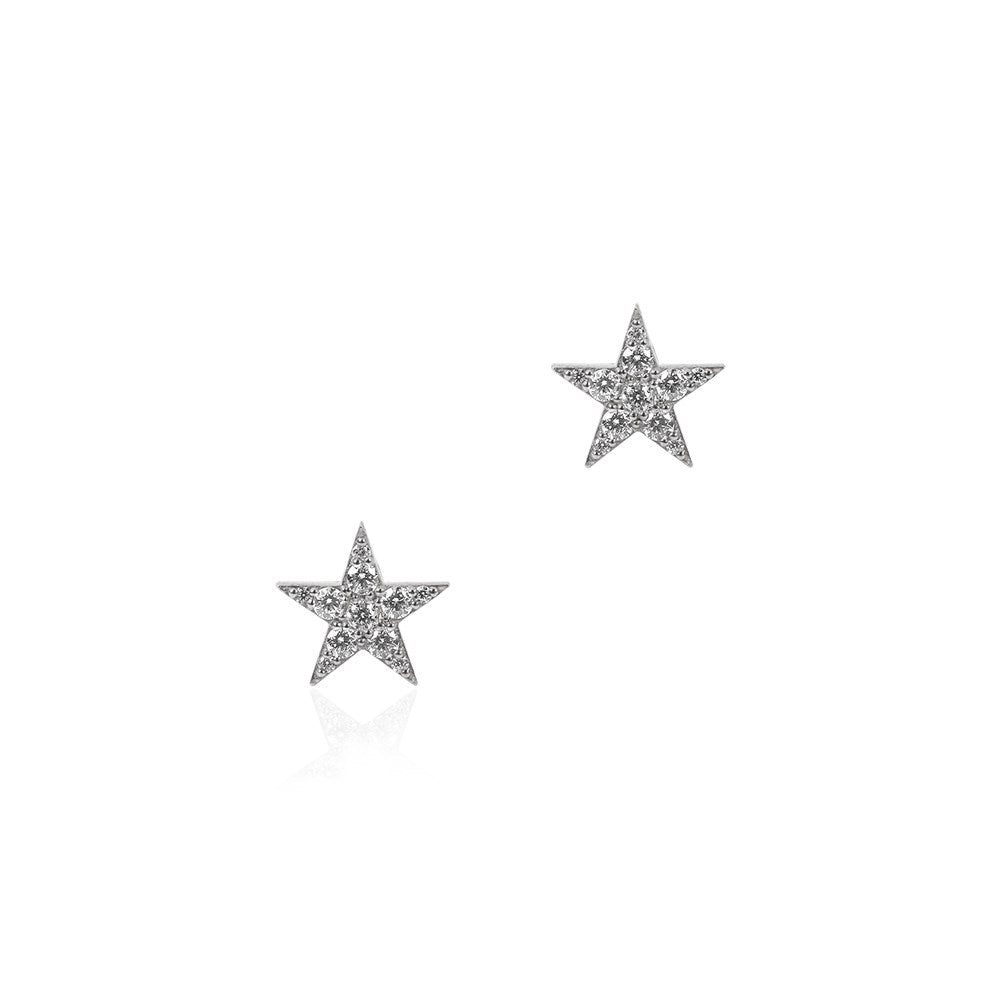 Seek + Find Shine Silver Star Stud Earrings