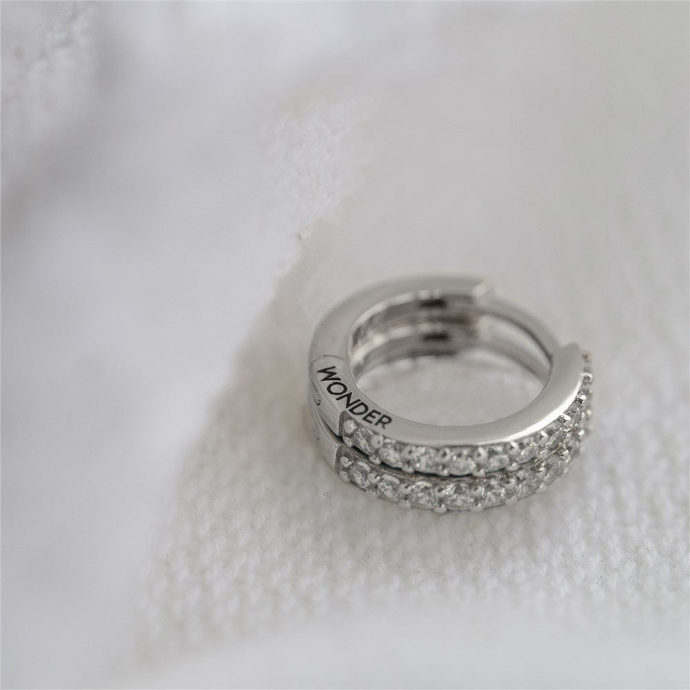 Seek + Find Wonder Silver Huggie Earrings