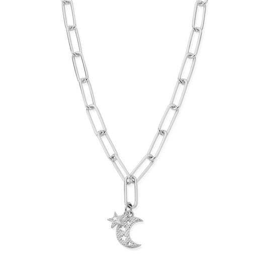 ChloBo Silver Hope Moon Link Chain Necklace