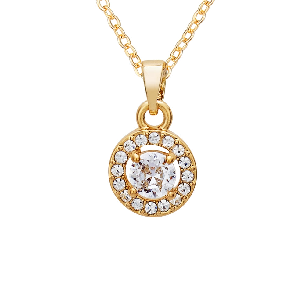 August Woods Gold Crystal Halo Circle Necklace