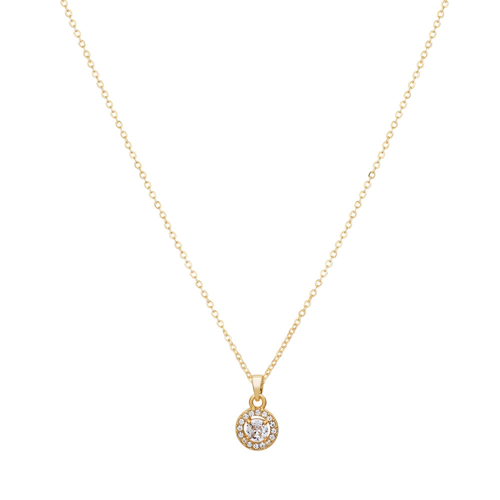 August Woods Gold Crystal Halo Circle Necklace