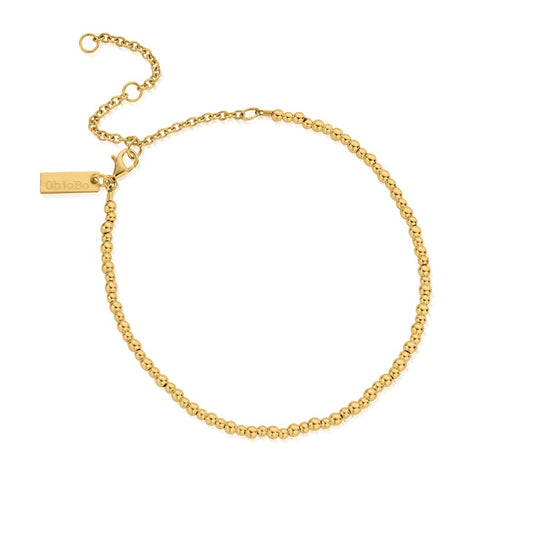ChloBo Gold Mini Cute Beaded Anklet