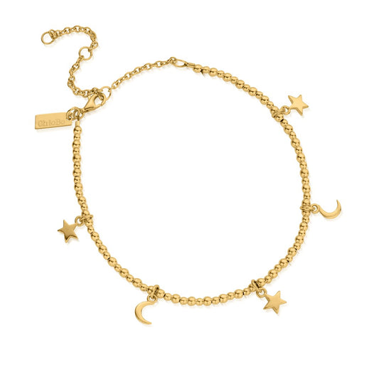 ChloBo Gold Mini Moon + Stars Anklet