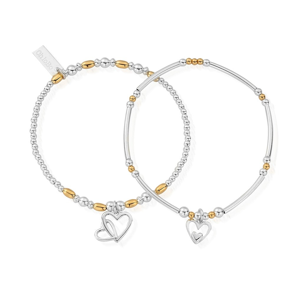 ChloBo Mixed Metal Hearts Devotion Bracelet Set