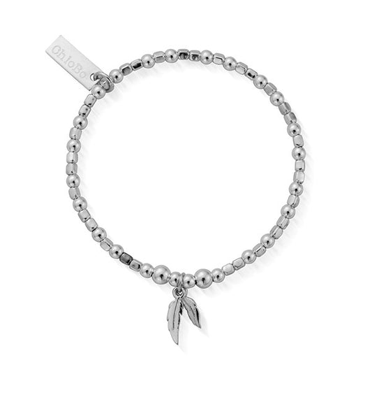 ChloBo Childrens Silver Cube Double Feather Bracelet