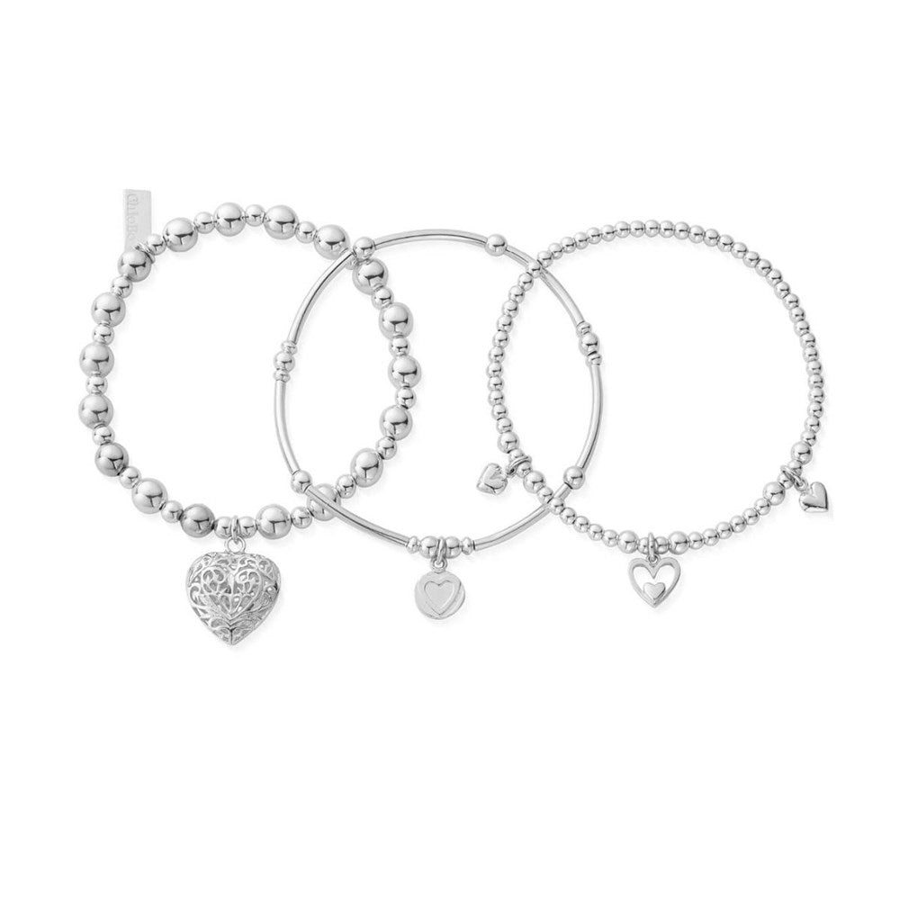 ChloBo Silver Hearts Compassion Bracelet Set