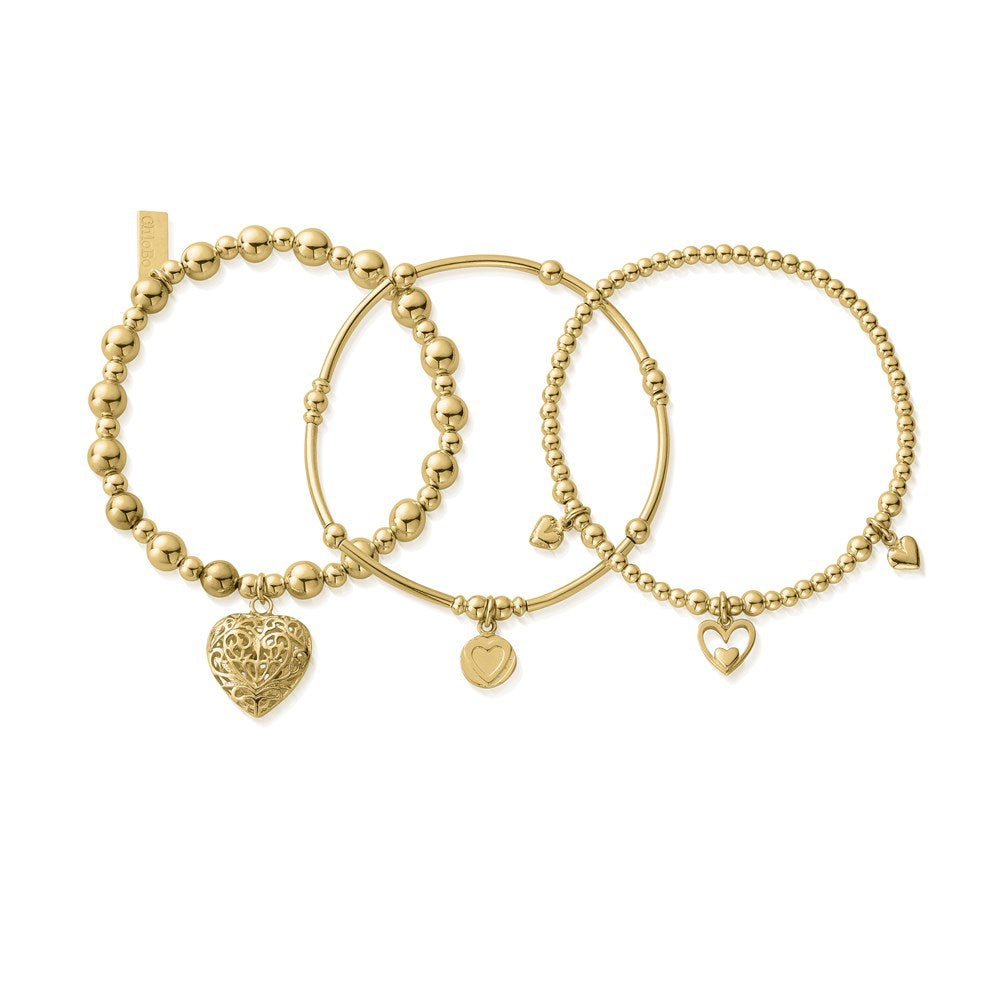 ChloBo Gold Hearts Compassion Bracelet Set