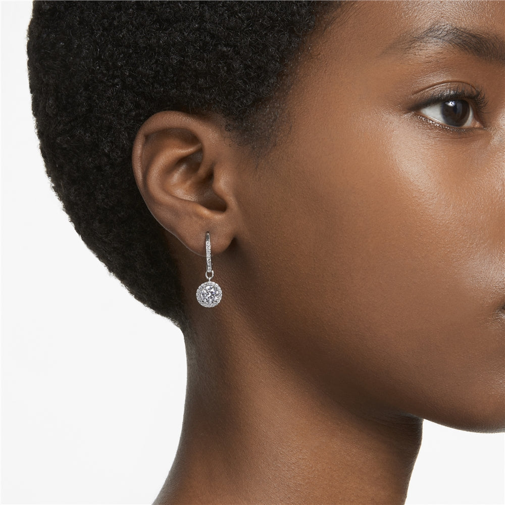 Swarovski Constella Silver Halo Drop Earrings