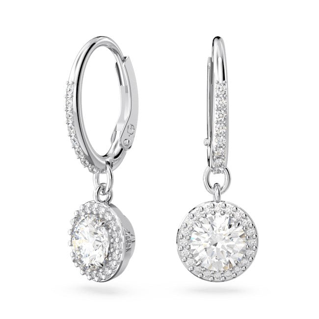 Swarovski Constella Silver Halo Drop Earrings