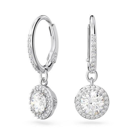 Swarovski Constella Silver Halo Drop Earrings