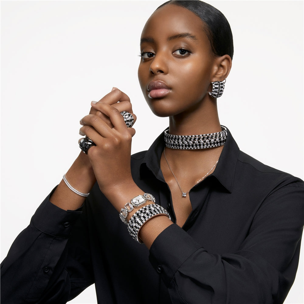 Swarovski Constella Silver Huggie Hoop Earrings