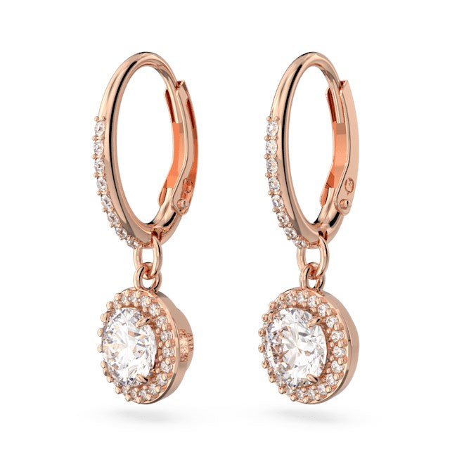 Swarovski Constella Rose Gold Halo Drop Earrings