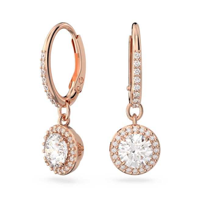 Swarovski Constella Rose Gold Halo Drop Earrings
