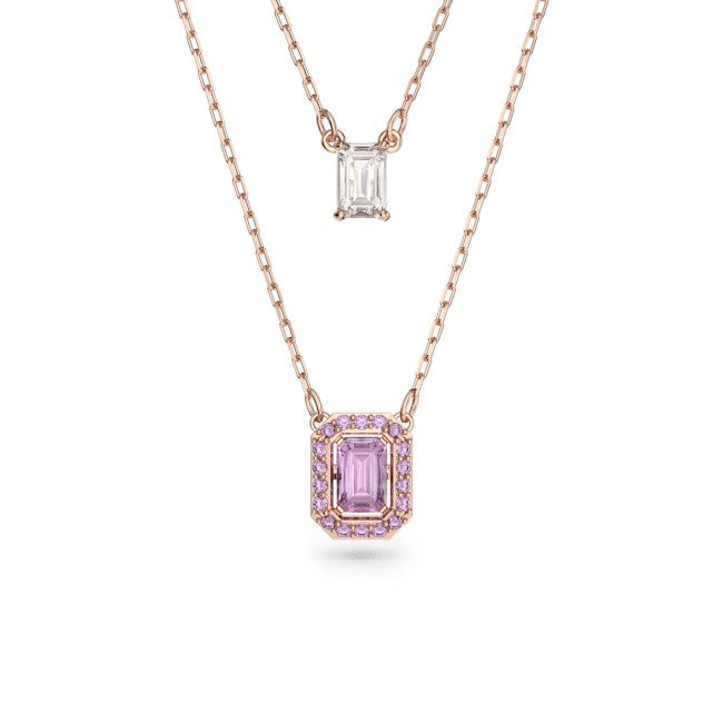 Swarovski Millenia Rose Gold + Purple Octagon Layered Necklace