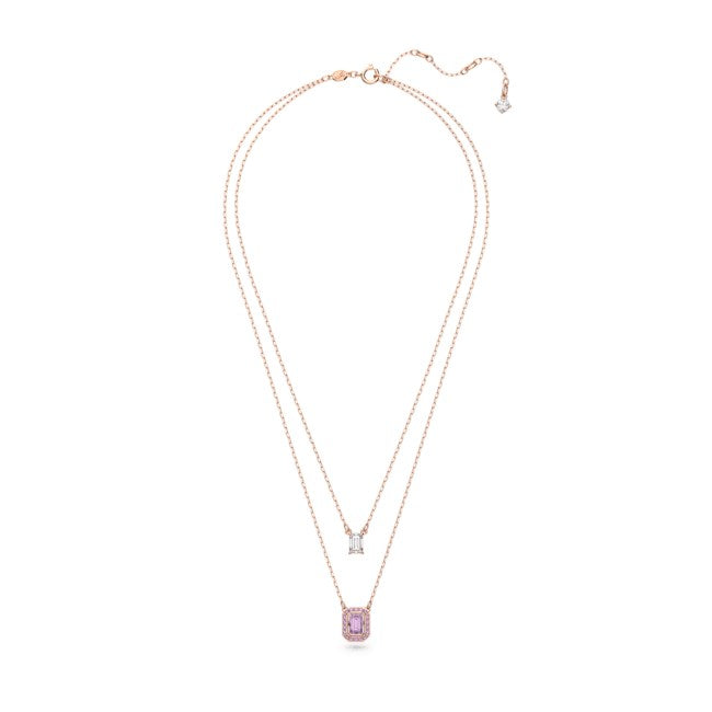 Swarovski Millenia Rose Gold + Purple Octagon Layered Necklace