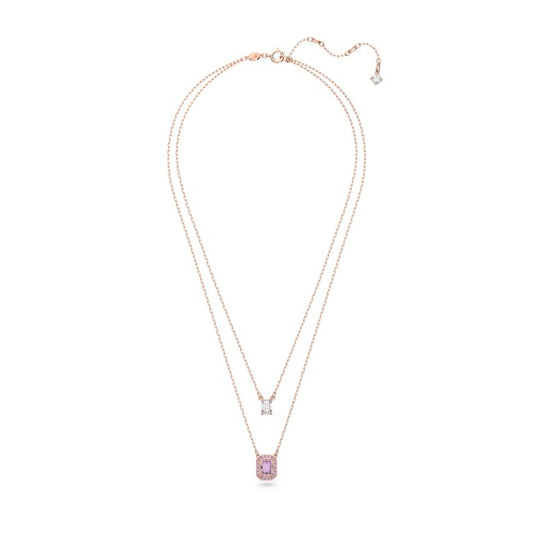 Swarovski Millenia Rose Gold + Purple Octagon Layered Necklace