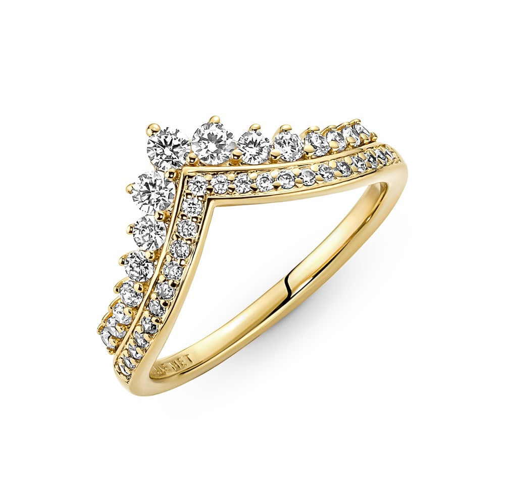 Pandora Gold Princess Wishbone Ring