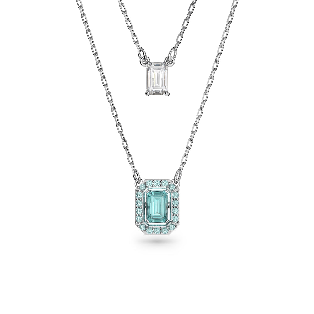 Swarovski Millenia Silver + Blue Octagon Layered Necklace