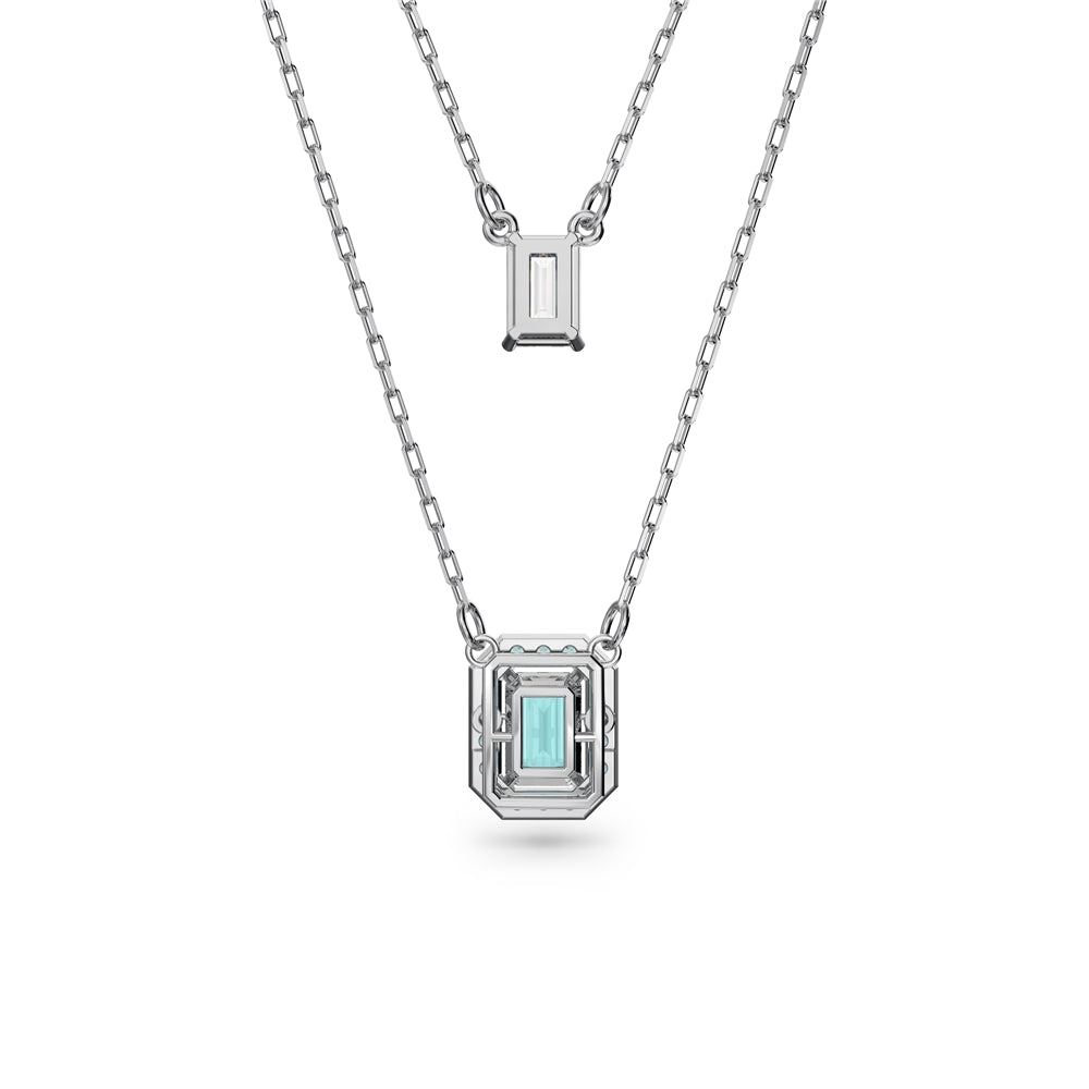 Swarovski Millenia Silver + Blue Octagon Layered Necklace
