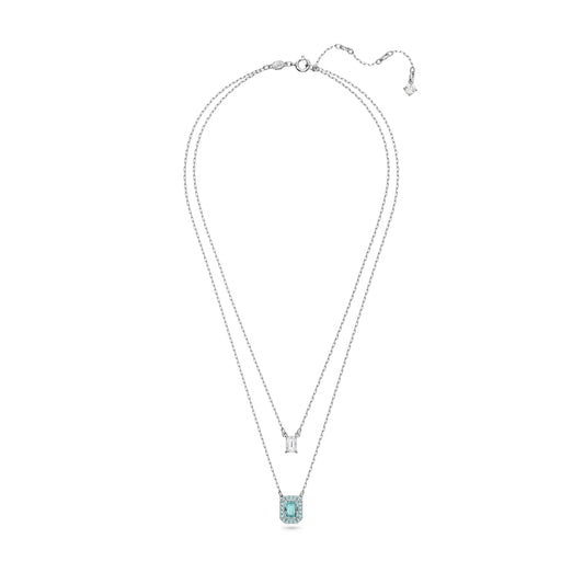 Swarovski Millenia Silver + Blue Octagon Layered Necklace