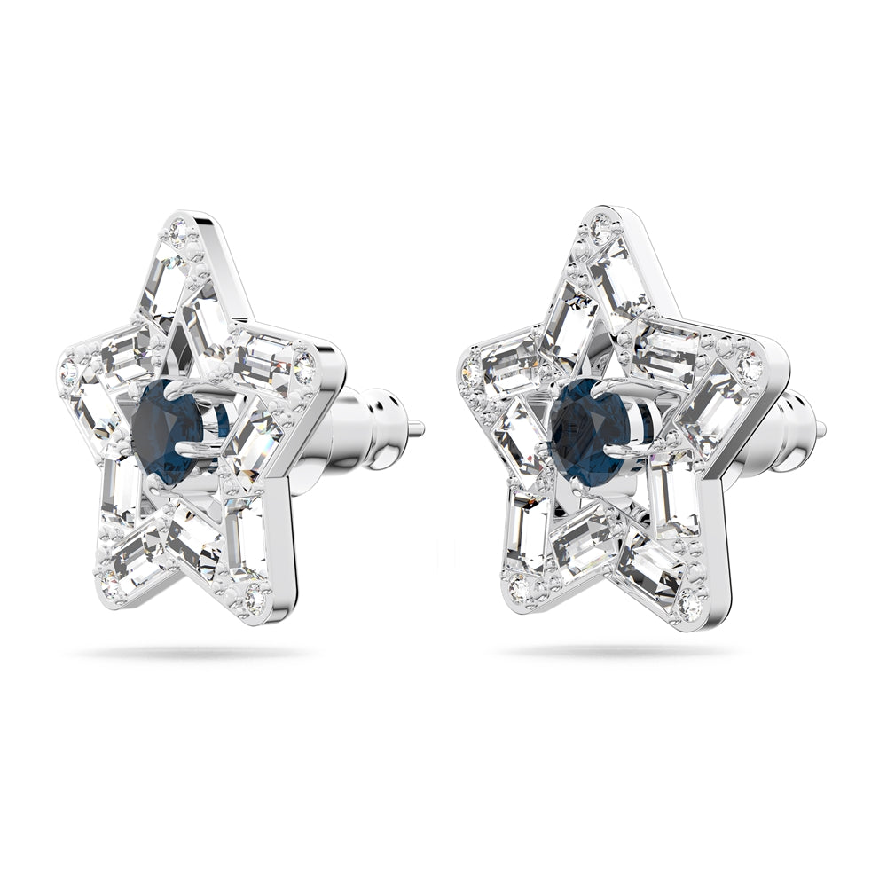 Swarovski Stella Silver + Blue Star Earrings