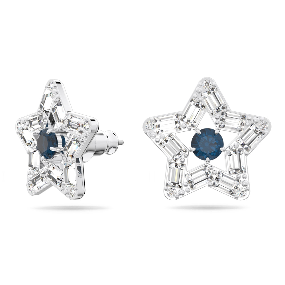 Swarovski Stella Silver + Blue Star Earrings