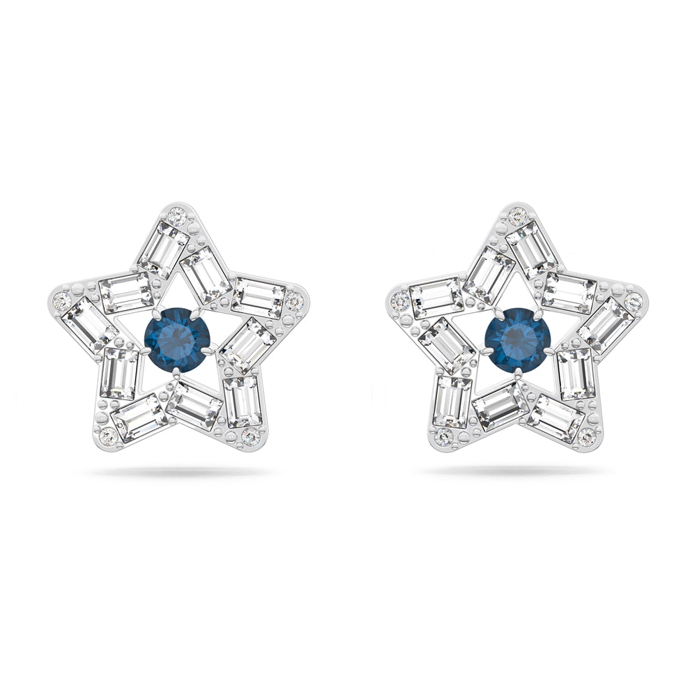 Swarovski Stella Silver + Blue Star Earrings