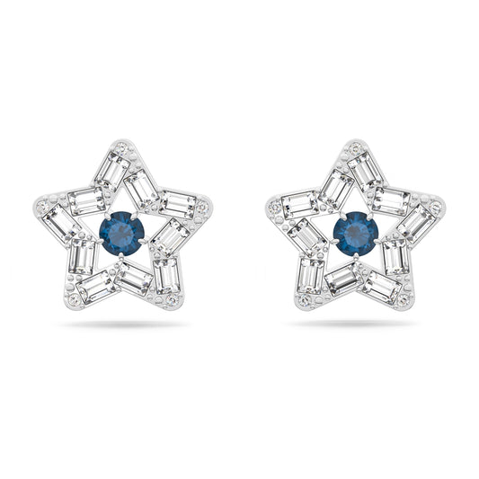 Swarovski Stella Silver + Blue Star Earrings