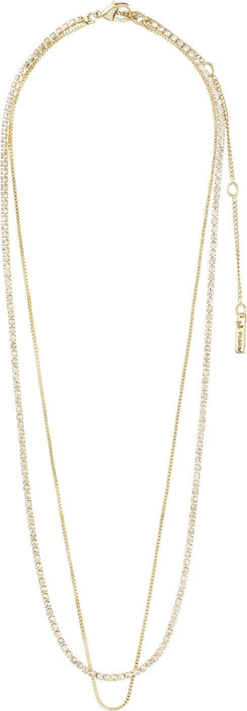Pilgrim Gold Mille Layered Crystal Necklace