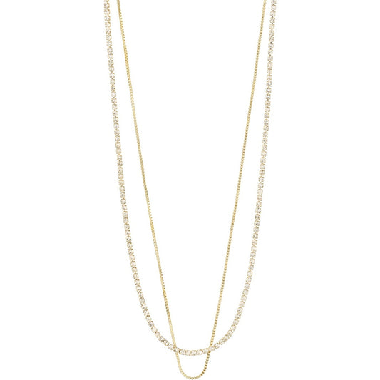 Pilgrim Gold Mille Layered Crystal Necklace